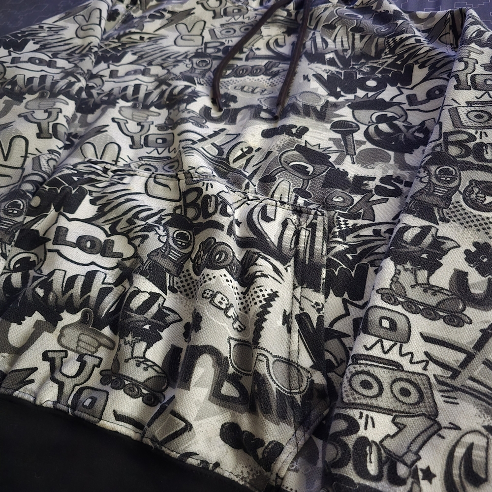 Super Massive Pull Over Hoodie Comic-Style Graffiti Print/Street Art Mens Medium - Picture 7 of 9